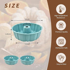 2 Pack Silicone Cake Pan Nonstick,10 Inch, Silicone Cake Molds,Pound Cake Pan, Baking for Jello,Gelatin,Cake,Brownie and Bread (Blue+Blue)