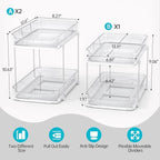 Delamu 3 Pack 2-Tier Bathroom Under Sink Organizers and Storage, Multi-Purpose Stackable Pantry Organization and Storage, Pull Out Clear Kitchen Bathroom Cabinet Organizer with Movable Dividers, White