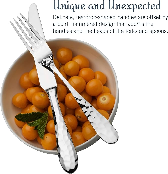 Mikasa, Lilah Flatware Service for 8, 45 Piece Set, 18/10 Stainless Steel, Silverware Set with Serving Utensils