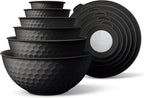 COOK WITH COLOR Mixing Bowls with Lids - 12 Piece Plastic Nesting Bowls Set includes 6 Prep Bowls and 6 Lids, Microwave Safe Mixing Bowl Set, Black Embossed