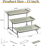 LAUCHUH 3 Tier Serving Tray, Porcelain Serving Platters and Trays for Party 12 Inch Tiered Tray Stand Cupcake Stand with Collapsible Sturdier Rack for Mother's Day Serving Food, Speckled Gray