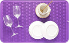 MicoYang Silicone Dish Drying Mat for Multiple Usage,Easy clean,Eco-friendly,Heat-resistant Silicone Mat for Kitchen Counter or Sink,Refrigerator or Drawer Liner Purple 3XL 28 inches x 18 inches