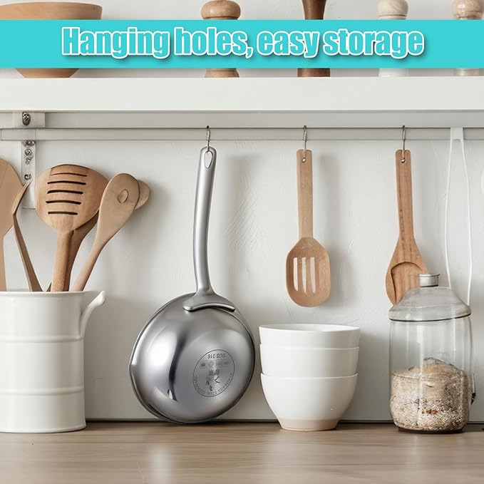 5.1-Inch Mini Egg Pan Stainless Steel Mini Sauce Pan Omelet Frying Pan with Spout for Home Kitchen Restaurant