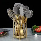 Gold Kitchen Utensils Set, Berglander 38 Pieces Non-stick Silicone Cooking Tools Spoon Spatula Set With Sturdy Stainless Steel Utensil Holder, Dishwasher Safe