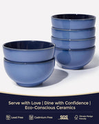 Pokini 5.5" Cereal Bowls & Dessert Bowls Set of 6-22 Oz Small Bowls for Kitchen-Ceramic Bowl for Cereal, Soup, Oatmeal, Salad, Ramen, Noodle, Rice, Yogurt-Dishwasher & Microwave Safe, Light Blue
