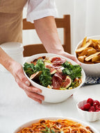 DOWAN 58.5 OZ Large Ceramic Salad Bowls Set of 4 - Microwave & Dishwasher Safe, Ideal for Salad, Fruit, Pasta, Snacks, Oatmeal - Soup Bowls Set for Restaurant, Party, Daily Use, Wedding, Soft White