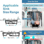 iSPECLE Small Sink Dish Drying Rack with Cup Holder, Expandable Rust Resistant Dish Drainer for RV Kitchen, Dish Rack with Tightening Knob, Arms with Non Slip Rubber, Fit Sink 12"-16.8" L, Black