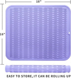 MicoYang Silicone Dish Drying Mat for Multiple Usage,Easy clean,Eco-friendly,Heat-resistant Silicone Mat for Kitchen Counter or Sink,Refrigerator or Drawer Liner Light Purple XL 18 inches x 16 inches