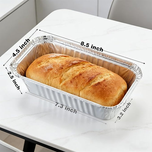 50 Pack Loaf Pans,2 LB Disposable Aluminum Foil Loaf Pans, 8.5"x4.5"x2.5" Heavy Duty Aluminum Foil Bread Tins Perfect for Banana Bread, Cakes & Meatloaf,Non-Stick, Even Baking, Easy Release