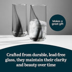 Libbey Black Ribbon Drinking Glasses Set of 8, 16 Oz Sleek Ribbon Accent Drinking Glass Cups, Durable Water Glasses Set for Soft Drinks, Iced Tea