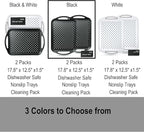 Large Anti-Slip Serving Tray with Handles, Dual Rubber Grippy Lap Food Trays for Eating, Dinning, Breakfast, on Couch/TV, Black - Set of 2