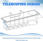 Sponge Holder for Double Kitchen Sink, 3-in-1 Sink Caddy, Brush, Dish Towel, Sponge Sink Organizer Liquid Drainer Rack - SUS304 Stainless Steel