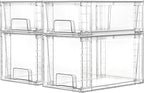 Vtopmart 4 Pack Clear Stackable Storage Drawers,Under Sink and Kitchen Organizers Storage,Easy to Assemble Plastic Drawers for Baby Bottle,Medicine, Bathroom,Cabinet and Pantry Organization