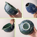 Clay&Fire Matcha Whisk Set，9 Pcs Ceramic Matcha Set, 15 OZ Matcha Bowl with Spout and Whisk for Friend, Ideal Gift for Matcha Lover（Starry）