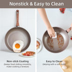 12Pcs Pots and Pans Set, Nonstick Cookware Sets, Non Stick Pots and Pan Set with Frying Pans, Saucepans, Steamer Silicone Shovel Spoon