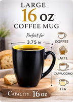 GBhome 12oz Coffee Mugs Set of 6, Large Ceramic Coffee Mugs for Man, Woman, Dad, Mom, Modern Coffee Mugs Set with handle for Tea/Latte/Cappuccino/Milk/Cocoa. Dishwasher&Microwave Safe,Yellow
