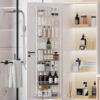 Delamu Over The Door Pantry Organizer, 8-Tier Metal Pantry Door Organization and Storage for Easy Install, Hanging Spice Rack Seasoning Shelves, Door Organizer for Kitchen, 4.65"D x 18"W x 65"H, White