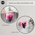 OTOTO Scrubby Cute Cat Sponge Holder for Kitchen Sink - Dishwasher Safe Dish Organizer- Compact, Cute Kitchen Accessories, Dish Sponge, White Elephant Gifts