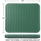MicoYang Silicone Dish Drying Mat for Multiple Usage,Easy clean,Eco-friendly,Heat-resistant Silicone Mat for Kitchen Counter or Sink,Refrigerator or Drawer Liner Green 2XL 24 inches x 18 inches