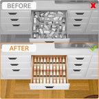 Yieach 8 Pack Adjustable In Drawer Spice Organizer - Expandable From 11" to 22" - Clear Acrylic Seasoning Organizer with Jars for Kitchen Drawer,Horizontal Tiered Kitchen Spice Organization & Tray