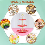 BACUTHY 3 Tier Cupcake Stand Holder, Plastic Cup Cake Stand Tower with Tiered Serving Tray for Cupcakes, Donuts, Fruits and More, Red