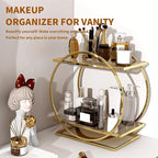 Perfume Organizer for Dresser, 2 Tier Bathroom Counter Organizers and Storage, Gold Makeup Organizer for Vanity, Bathroom Accessories & Decor, Skincare Perfume Trays Cosmetic Display Holder