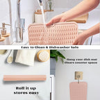 ZLR Silicone Dish Drying Mat & Heat Resistant Trivet (12" x 16") - Waterproof Counter Protector for Air Fryer, Coffee Maker - Non-Slip, BPA Free Kitchen Pad, Easy Clean Dishwasher Safe (Peach Pink)