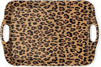 Serving Tray Decorative Tray with Handles Multi-Purpose Rectangular Serving Trays for Restaurant, Parties, Coffee Table, Kitchen - Leopard Print