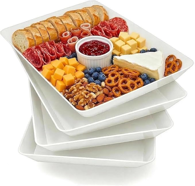 Serving Tray Platter, 17.5'' x 11.5'' x 1.6'', 3 Pcs Food Tray for Veggie Fruit Snack Dessert Cookie Cheese, Food Trays for Party Supplies Display, Large Platters for Serving Food, BPA Free