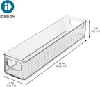 iDesign Slim Clear Plastic Storage Bin, Extra Long Narrow Stackable Organizer for Kitchen and Pantry, 4-Pack