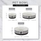 Bone Dry Paw & Patch Ceramic Pet Collection, Large Set, 7.5x2.4, Black, 2 Piece,5742