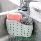 EC ELEGANTCHARM Kitchen Sink Caddy Sponge Holder Silicone Plastic Soap Holder Hanging Ajustable Strap Faucet Caddy with Drain Holes for Drying