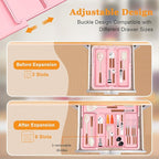 Homecor Utensil Drawer Organizer for Kitchen, Expandable Silverware Organizer Cooking Utensils Tray, Large Cutlery and Flatware Holder, Kitchen Tools & Gadgets Storage (Pink)