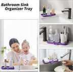 MicoYang Silicone Bathroom Soap Dishes with Drain Spout-Bathroom and Kitchen Sink Organizer,Sponge Holder,Dish Soap Tray,Perfect for Dispenser,Scrubber,Bottle,Cup on Sink or Counter-Purple 9.6"×5.3"