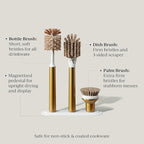 Curio Home Goods Ionic Brush Set, Magnetized to Stand Upright, Stainless Steel with Replaceable Heads, Brass/Gold