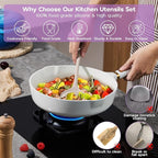 Onader Silicone Cooking Utensils Set, 6 Pcs Kitchen Utensils for Cooking, Heat Resistant Kitchen Gadgets Tools Set for Nonstick Cookware - 3 Mixed Color (Khaki & Pink & White)