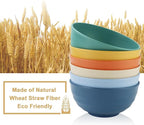Wheat Straw Bowls 60 OZ, Unbreakable Large Salad Bowls Set of 6, Plastic Kitchen Bowls for Ramen, Soup, Cerea, Microwave and Dishwasher Safe Big Popcorn Bowls for Camping, RV, Party (Multi Colors)