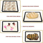 Vila 2 Pack Baking Mats, 12” x 17”, Tray Pan Liner for Healthy Dishes, Reusable Non-Stick Cookie Sheets, Perfect for Macarons, Dog, Cat, Parrot Treats, Pastry, Bread, Bun making