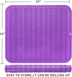 MicoYang Silicone Dish Drying Mat for Multiple Usage,Easy clean,Eco-friendly,Heat-resistant Silicone Mat for Kitchen Counter or Sink,Refrigerator or Drawer Liner Purple XL 18 inches x 16 inches