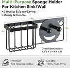 LANDNEOO [Space Saving] Sponge Holder for Kitchen Sink, Great for Scrub Daddy/Scrub Mommy Sponges, Rust-proof Sink Sponge Caddy Organizer for Dish Brush, Scrubber - with Suction Cups & Hooks, Black