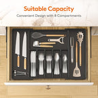 Lifewit Silverware Drawer Organizer, Expandable Utensil Tray for Kitchen, BPA Free Flatware and Cutlery Holder, Adjustable Plastic Storage for Spoons Forks Knives, 15- 27 x 18.5", Black