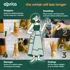 Aprika Life Matcha Bamboo Whisk Set with Holder | 100 Prong Chasen, Bamboo Scoop & Glass Whisk Holder | Matcha Whisk and Holder Starter Kit