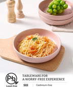 famiware Milkyway Pasta Bowls Set of 8, 33 oz Large Salad Bowls, Double Reactive Glaze, Sturdy & Stackable, Ideal for Housewarming, Festivals, Light Pink
