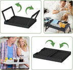 2 Pack Bed Tray Table with Foldable Legs, Bamboo Breakfast Tray for Sofa, Beds, Eating, Working, TV Table, Food, Dinner, Computer Trays, Laptop Desk Snack Folding Trays in Bed, Black