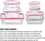 Pyrex Freshlock (7-Pack) Glass Food Storage Containers Set, (1, 2, 4 Cups) Airtight & Leakproof Plastic Locking Lids BPA-Free, Meal Prep Containers Set, Freezer Dishwasher Microwave Safe