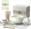 Clay&Fire Matcha Whisk Set, Ceramic Matcha Set, Matcha Bowl with Spout and Whisk,9 pcs Matcha Tea Kit for Matcha Lovers, Ideal Gift Christmas, Birthday（Beige）