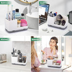PARKMANI Toothbrush Holders for Bathrooms, Kids Electric Toothbrush and Toothpaste Holder with Drainage, Tooth Brush Holder for Bathroom Countertop Organizer (Grey)