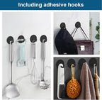 Diesisa Razor Holder 304 Stainless Steel for Shower + Adhesive Sticky Heavy Duty Waterproof Wall Hooks, Premium for Hanging Towels, Coat, hat (6+6 Pack) - Black