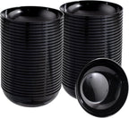 bUCLA 50Pack Black Plastic Bowls - 10oz Disposable Black Plastic Salsa/Serving Bowls - Ideal for Party & Graduation