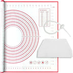 Silicone Baking Mat Super Large, 32x24 inch Silicone Pastry Non Stick Kneading Mat with Cable Ties and Dough Scraper, Measurement Food Grade Silicone Mat for Rolling Dough